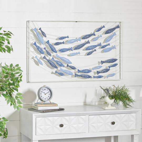 Blue Metal Coastal Wall Decor 24" x 40" x 2"